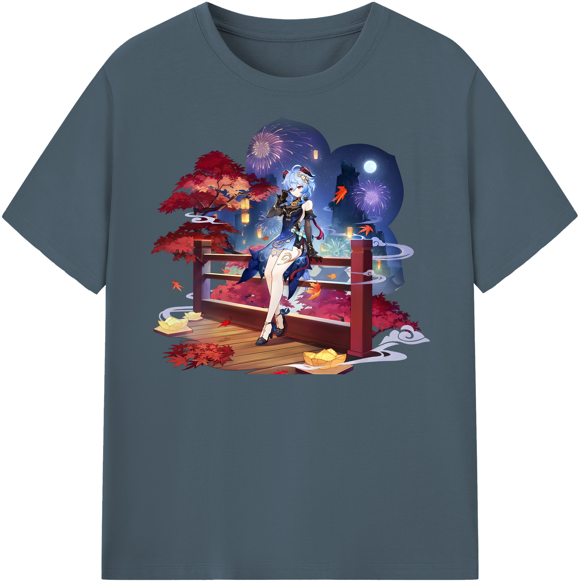げんし神 甘雨 かんう genshin Ganyu 綿100％半袖Tシャツ（フロントプリント）